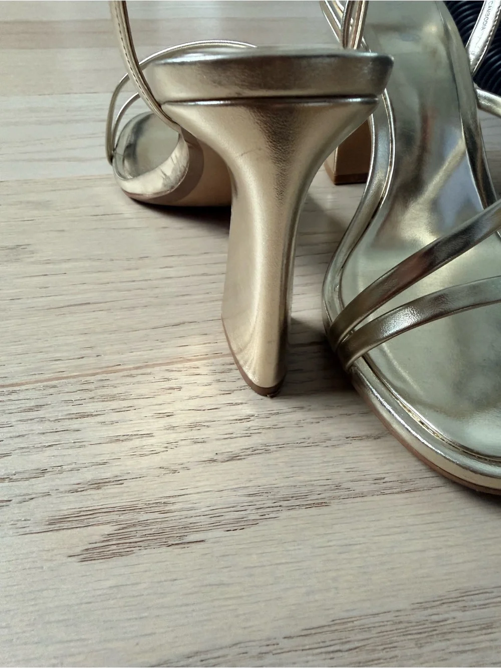 Mix No. 6 Harllow Metallic Gold Strappy Ankle‑Strap Sandals